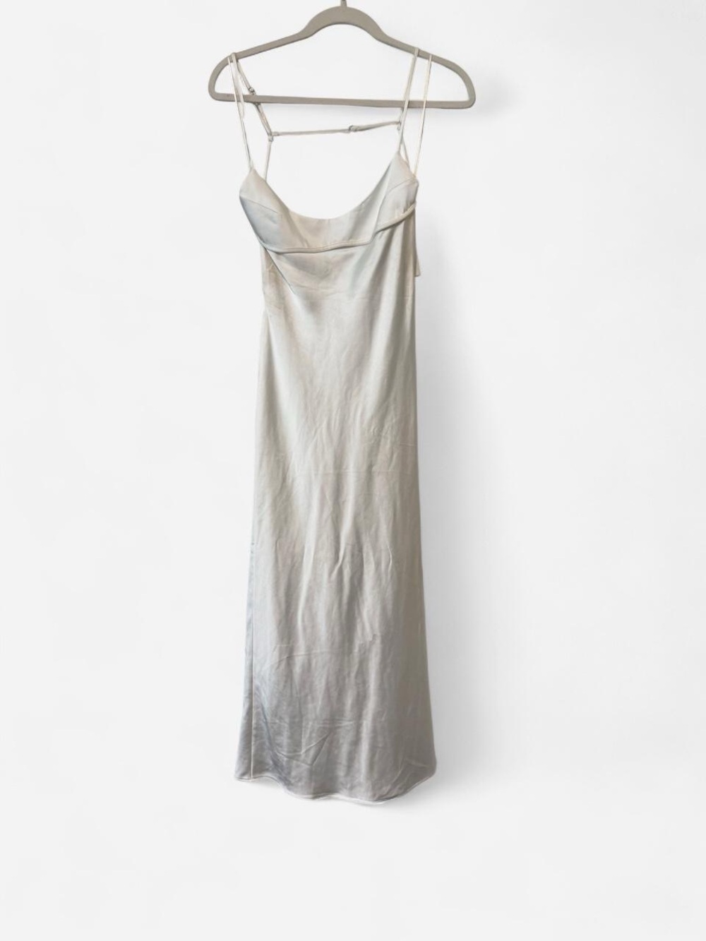 Zara Silver Satin Slip Maxi Dress